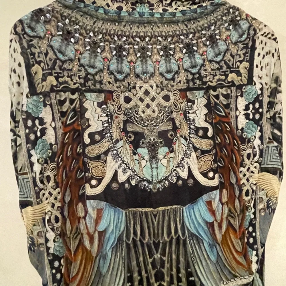 Camilla Franks, Long Casual Jacket, Girl on a Wing, 100% Silk, OS - Picture 7 of 9